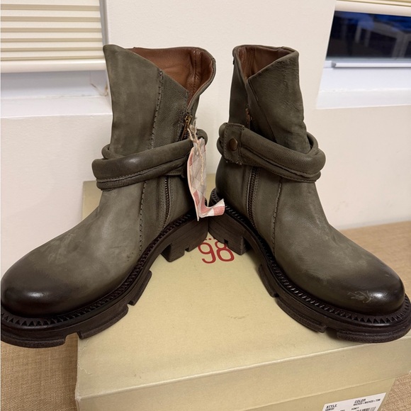 A.S.98 Linden Jungle Green Ankle Boots steampunk NEW EU 38 US 7.5 - Picture 5 of 8